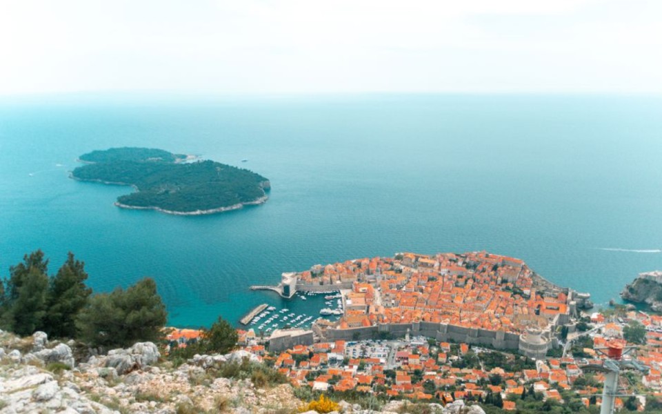 Dubrovnik Old Town and Lokrum island from above
